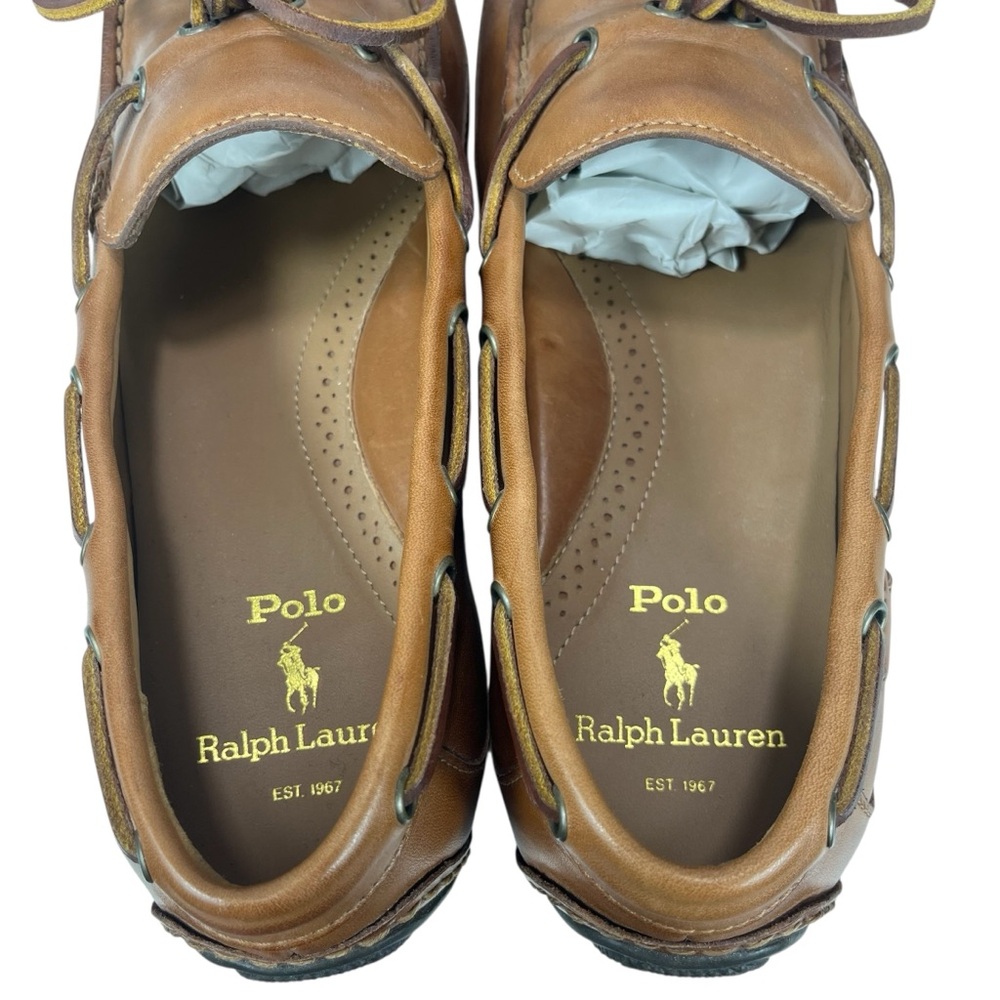 Polo Ralph Lauren Men 9D Brown Leather Boat Loafer Driving Moccasin Shoes - Picture 9 of 10